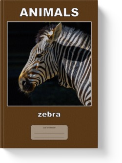 'Animals - zebra' - a lined notebook/journal by Vlavoy. 'Go to Amazon' link.