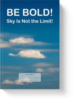 'Be Bold! Sky Is Not the Limit!' A low-content wide-lined notebook/journal by Vlavoy. 'Go to Amazon' link.