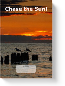 'Chase the Sun' - a lined notebook/journal by Vlavoy. 'Go to Amazon' link.