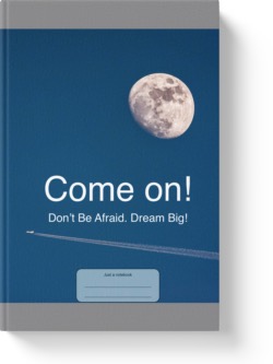'Come On! Don't Be Afraid, Dream Big!' A low-content college lined notebook/journal by Vlavoy. 'Go to Amazon' link.