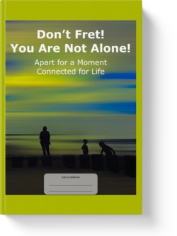 'Don't Fret! You Are Not Alone! Apart for a Moment, Connected for Life'. A low-content lined notebook/journal by Vlavoy. 'Go to Amazon' link.