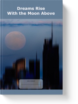 'Dreams Rise With the Moon Above'. A lined low-content notebook by Vlavoy. 'Go to Amazon' link.