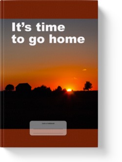 'It's Time to Go Home' a low-content notebook by Vlavoy. 'Go to Amazon' link.