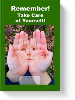 'Remember! Take Care of Yourself!' a notebook by Vlavoy. 'Go to Amazon' link.