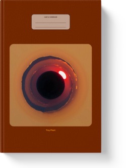 'Tiny Planet - Sunset and Dark Clouds' - A lined notebook by Vlavoy. 'Go to Amazon' link.