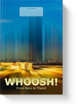 'Whoosh! From Here to There!' A lined notebook/journal by Vlavoy. 'Go to Amazon' link.