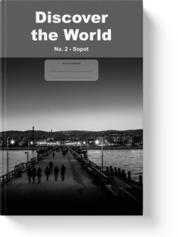 'Discover the World - No. 2 Sopot' - a low-content notebook/composition journal by Vlavoy. 'Go to Amazon' link.