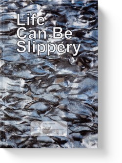 'Life Can Be Slippery' - a wide-lined notebook by Vlavoy. 'Go to Amazon' link.