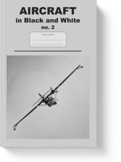 'Aircraft in black and white no. 2'- a notebook or composition journal by Vlavoy. 'Go to Amazon' link.