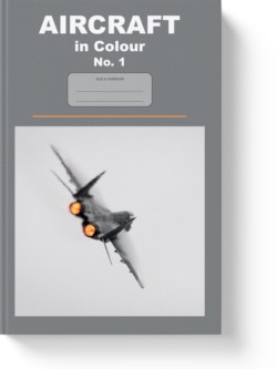 'Aircraft in Colour No. 1' - a notebook or composition journal by Vlavoy. 'Go to Amazon' link.