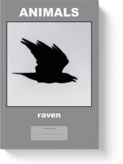 'Animals - raven' - a wide-lined notebook, journal by Vlavoy. 'Go to Amazon' link.