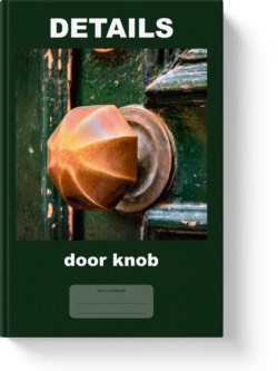 'Details - door knob' - a lined notebook, journal, composition notebook by Vlavoy. 'Go to Amazon' link.