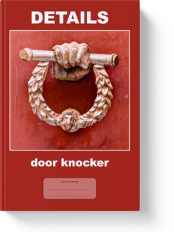 'Details - door knocker' - a lined notebook, journal, composition notebook by Vlavoy. 'Go to Amazon' link.