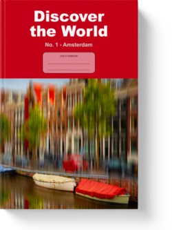 'Discover the World No. 1 - Amsterdam' - a notebook, composition journal by Vlavoy. 'Go to Amazon' link