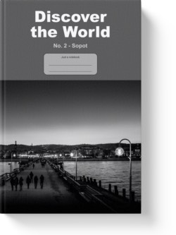 'Discover the World No. 2 - Sopot' - a notebook or composition journal by Vlavoy. 'Go to Amazon' link.