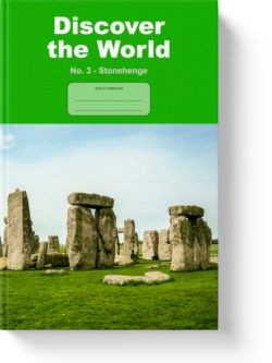 'Discover the world No. 3 - Stonehenge'- a notebook or composition journal by Vlavoy. 'Go to Amazon' link.