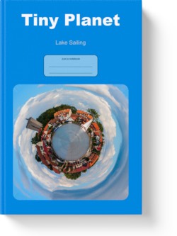 'Tiny Planet - Lake Sailing' - a lined notebook, journal by Vlavoy. 'Go to Amazon' link.